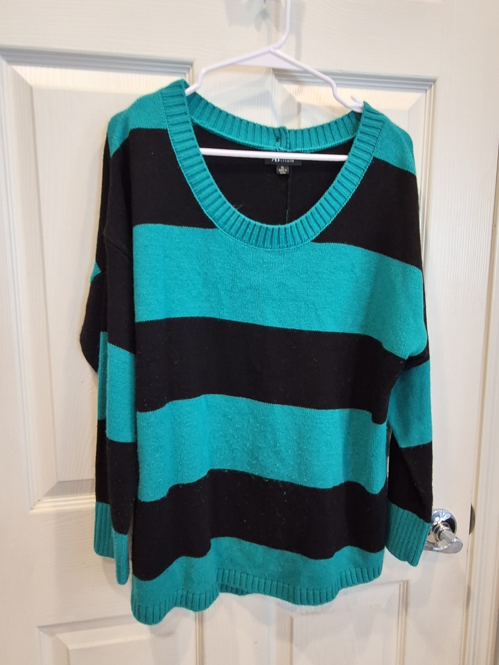 5/25 Green and Black Striped Women's Sweater